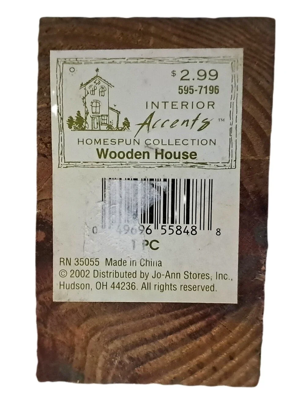 Vintage 2002 Interior Accents Homespun Primitive Wooden Block Houses Set of 2